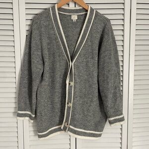 a new day Charcoal Cardigan with Ivory Trim